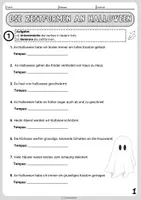 Vorschau - Arbeitsblätter - Halloween - Zeitformen üben und wiederholen (Präsens, Präteritum, Perfekt, Plusquamperfekt, Futur 1) - Seite 1