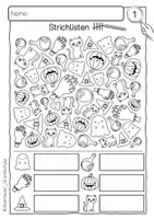 Vorschau - Arbeitsblätter - Strichlisten Halloween Zahlenraum 20 - Seite 1