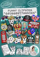 Vorschau - Mal- und Bastelvorlagen - Funny Clipsies Cliparts "Großbritannien" / England - Deckblatt