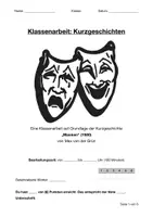 Vorschau - Arbeitsblätter - KA Kurzgeschichte "Masken" Max von der Grün (inkl. Lösungen) - Deckblatt