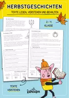 Vorschau - Arbeitsblätter - Herbstgeschichten 🍁📃 - Lesen, verstehen und behalten / Leseübungen (Klasse 2-4) - Deckblatt