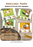 Aperçu - Apprentissages en autonomie - Cartes à pince - Puzzles - Animaux de la forêt et des campagnes - Page de couverture