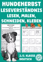 Vorschau - Arbeitsblätter - Hunde im Herbst Lesen, malen, schneiden, kleben Leseverständnis - Deckblatt