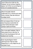 Vorschau - Arbeitsblätter - Hunde im Herbst Lesen, malen, schneiden, kleben Leseverständnis - Seite 2