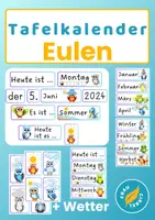 Vorschau - Präsentationen/Tafelbilder - Eulen Kalender Tafelkalender Klassenraum - Deckblatt