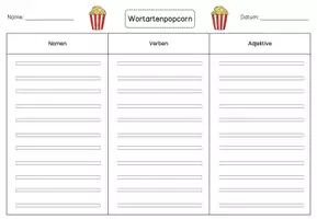 Vorschau - Arbeitsblätter - Wortartenpopcorn - Seite 1