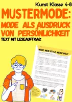 Vorschau - Arbeitsblätter - Mode als Ausdruck von Persönlichkeit (Kunst, Text mit Leseauftrag, kreative Aufgabe, Folien für den Einstieg) - Deckblatt