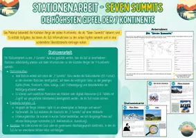 Vorschau - Stationenlernen - Stationenarbeit: Die sieben höchsten Gipfel der Erde (Klasse 5/6) - Deckblatt
