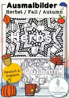 Vorschau - Mal- und Bastelvorlagen - Herbst Ausmalbilder (Autumn & Fall) Malblätter - Deckblatt