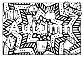 Vorschau - Mal- und Bastelvorlagen - Herbst Ausmalbilder (Autumn & Fall) Malblätter - Seite 3