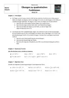 Vorschau - Arbeitsblätter - Übungen zur Klassenarbeit über quadratische Funktionen - Seite 1