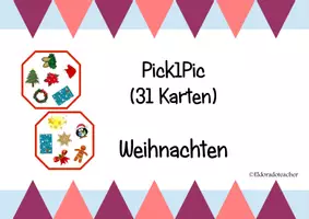 Vorschau - Stationenlernen - Pick1Pic - Bildersuche - Thema: Weihnachten - Deckblatt