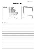 Vorschau - Arbeitsblätter - Steckbrief "All about me" 2-fach differenziert + Tafelmaterial (text writing) - Seite 1