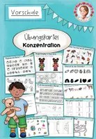 Vorschau - Arbeitsblätter - Konzentrationsübungen Vorschule | Übungskartei Kita - Deckblatt