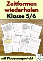 Vorschau - Arbeitsblätter - Zeitformen wiederholen - Plusquamperfekt, Präteritum, Perfekt, Präsens, Futur - Deckblatt