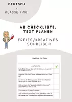 Vorschau - Arbeitsblätter - Checkliste: Text planen (Kreatives/Freies Schreiben) - Deckblatt