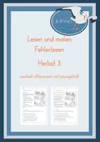 Vorschau - Arbeitsblätter - Lesen und Malen, Fehlerlesen, Herbst, inhaltsentnehmendes Lesen, 3 - Deckblatt