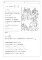 Vorschau - Arbeitsblätter - Lesen und Malen, Fehlerlesen, Herbst, inhaltsentnehmendes Lesen, 3 - Seite 1
