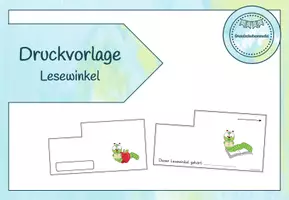 Vorschau - Mal- und Bastelvorlagen - Druckvorlage -Lesewinkel/Lesehilfe (Lesewurm) - Seite 1