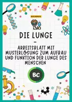 Vorschau - Stundenentwürfe - Die Lunge - Arbeitsblatt: Aufbau und Funktion der Lunge - Deckblatt