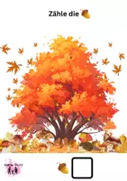 Vorschau - Arbeitsblätter - Herbstbild: Zähle die Eicheln! - Deckblatt