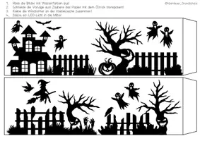 Vorschau - Mal- und Bastelvorlagen - Windlichter Halloween - Seite 1