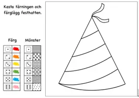 förhandsvisning - Tärningsspel nyår – Färglägg med tärning - sida 1
