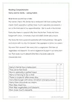 Vorschau - Arbeitsblätter - Reading Comprehensioin Harry and his family - eating habits - Seite 1