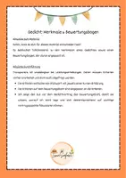 Vorschau - Bildkarten - Merkmale eines Gedichtes und Bewertungsbogen Gedichtvortrag - Seite 1