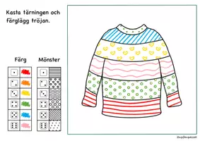 förhandsvisning - Tärningsspel – Vinter. Färglägg med tärningTärningsspel - sida 2