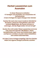 Vorschau - Mal- und Bastelvorlagen - Herbst Lesezeichen Malvorlagen zum Ausmalen - Seite 1