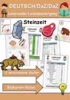 Vorschau - Arbeitsblätter - Lesespaziergang Steinzeit - Leserunde Klasse 1 und 2 - Deckblatt