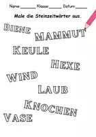 Vorschau - Arbeitsblätter - Steinzeit Anmalen Wortschatz - Deutsch/DaZ/DaF/Kunst - Klasse 1 und 2 - Seite 2