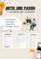 Vorschau - Arbeitsblätter - Aktiv und Passiv: 3 Stationen mit Lösungen! - Deckblatt