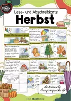 Vorschau - Stationenlernen - Herbstspaziergang - Lese- & Abschreibkartei LA/Lateinische Ausgangsschrift - Deckblatt
