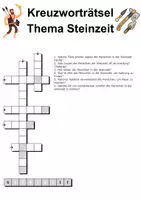 Vorschau - Arbeitsblätter - Kreuzworträtsel mit Lösung Steinzeit (Grundschule) - DaZ/DaF, Deutsch, Wortschatz - Seite 1