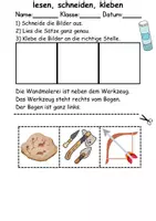 Vorschau - Arbeitsblätter - Steinzeit Leserätsel - Lesen, schneiden, kleben - DaZ/DaF, Deutsch, Sachunterricht - Seite 1
