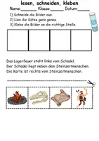 Vorschau - Arbeitsblätter - Steinzeit Leserätsel - Lesen, schneiden, kleben - DaZ/DaF, Deutsch, Sachunterricht - Seite 2