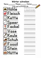 Vorschau - Arbeitsblätter - Steinzeit Wörter und Sätze schreiben und Silben DaZ/DaF, deutsch - Seite 3