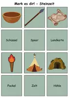 Vorschau - Mal- und Bastelvorlagen - Merk es dir Steinzeit (Bild-Wort) - DaZ/DaF, Deutsch (Klasse 1 bis 4) - Seite 2