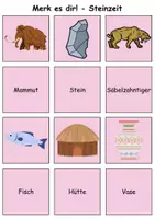 Vorschau - Mal- und Bastelvorlagen - Merk es dir Steinzeit (Bild-Wort) - DaZ/DaF, Deutsch (Klasse 1 bis 4) - Seite 3