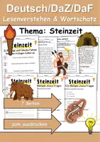 Vorschau - Arbeitsblätter - Steinzeit Leseverstehen und Wortschatz - DaZ/DaF, Deutsch, Sachunterricht - Deckblatt