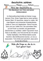 Vorschau - Arbeitsblätter - Steinzeit Leseverstehen und Wortschatz - DaZ/DaF, Deutsch, Sachunterricht - Seite 1