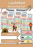 Vorschau - Unterrichtsreihen - Laufdiktat / Schleichdiktat Steinzeit - DaZ/DaF, Deutsch (Diktat) - Deckblatt