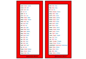 Aperçu - Apprentissages en autonomie - 100 IRREGULAR VERBS: Key Ring (Colour and B&W) - Page 3