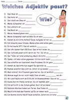 Vorschau - Arbeitsblätter - Lückentext Adjektive "Welches Adjektiv passt?" DaZ / DaF / Deutsch - Seite 1