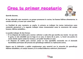 Vista previa - Hojas de trabajo - Mi primer recetario - página 1