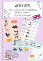 Vorschau - Arbeitsblätter - Animals Klasse 1/3 / BILDKARTEN / ARBEITSBLATT / AKTIVITÄT "I have..." - Deckblatt