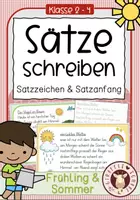 Vorschau - Unterrichtsreihen - Satzanfänge & Satzzeichen – Frühling & Sommer (Deutsch Klasse 1/2, Rechtschreibung üben) - Deckblatt