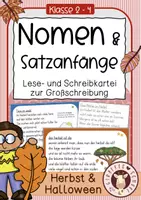 Vorschau - Stationenlernen - Großschreibung von Nomen & Satzanfängen – Herbst & Halloween (Deutsch Klasse 2/3) - Deckblatt
